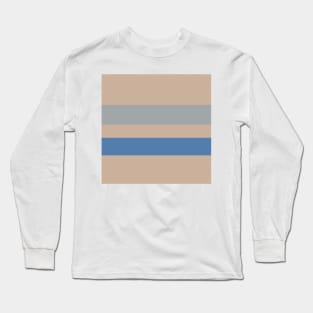 A superior variation of Arsenic, Khaki (Html/Css) (Khaki), Quick Silver and Cyan Azure stripes. Long Sleeve T-Shirt